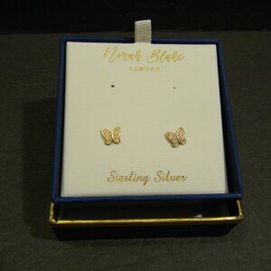 Norah Blake London Butterfly Earrings Starling Silver Posts NEW-Other